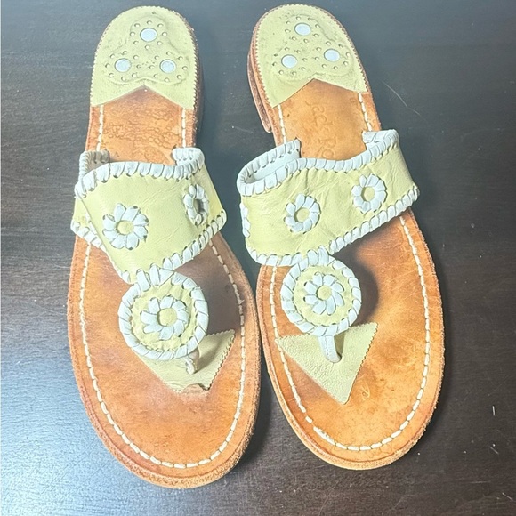 Jack Rogers Yellow and White Women's Sandals - Picture 1 of 5
